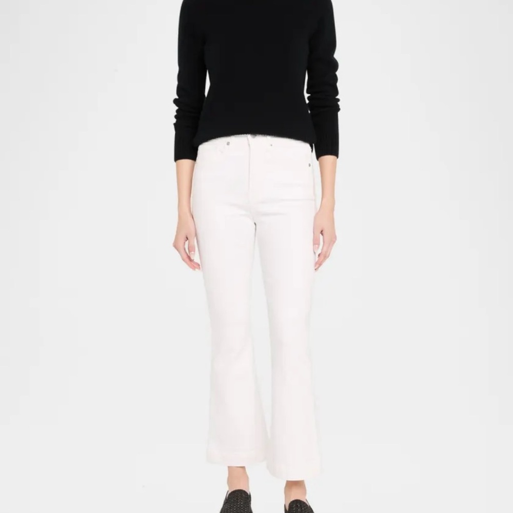 Veronica Beard Carson High-Rise Ankle Flare Jeans white New!!